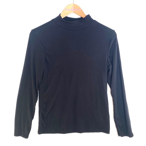 (A4) Boohoo Ribbed Turtleneck Top, Black,  Size 10, NWT - Picture 3 of 9